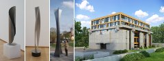 Skulpturen von Roland Phleps und Visualisierung des Wohnbauprojekts